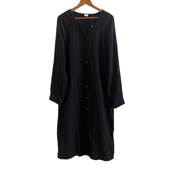 Aritzia Wilfred Organic Cotton Gauzy button front Long Dress M Black Lagenlook - Picture 1 of 9